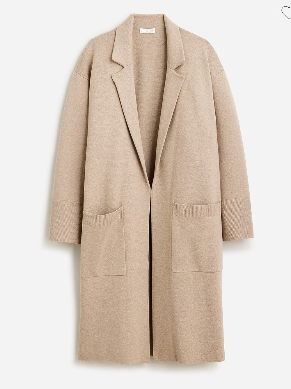 J. Crew Ella Open-Front Long Sweater-Blazer Merino Wool - Beige size Small